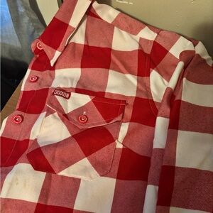 Dixxon Red and White Buffalo Check Flannel Shirt women’s size L THE OTTO